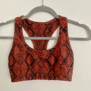 ALL GOOD FEELS RED BLACK SNAKESKIN PRINT ATHLETIC SPORTS BRA SIZE XS YOGA GYM